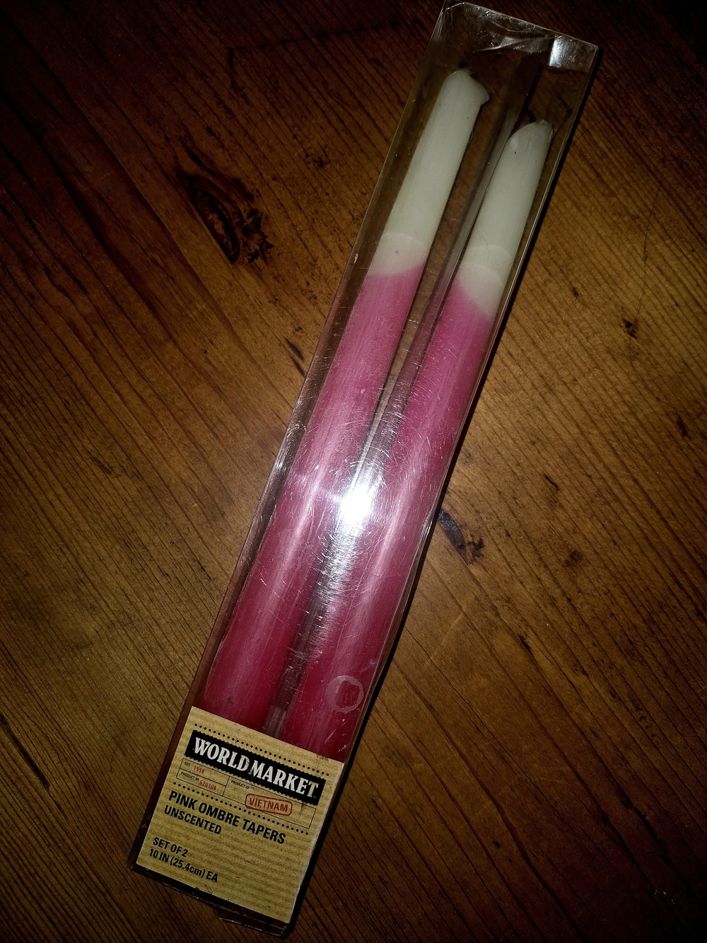 Cost Plus World Market Pink and Cream Ombre Taper Candles - Set of 2